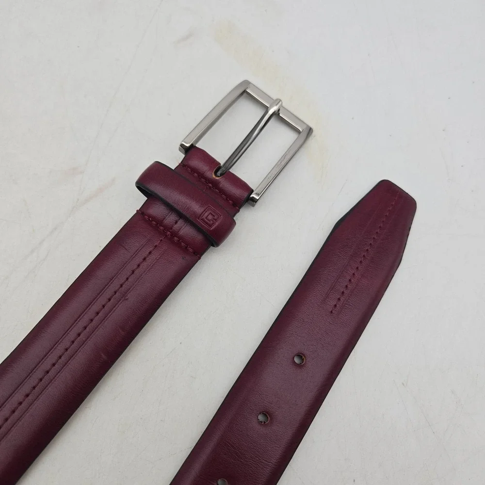 Chaps Ralph Lauren Belt Red Synthetic Leather Mens 38 Nickel Buckle NWOT